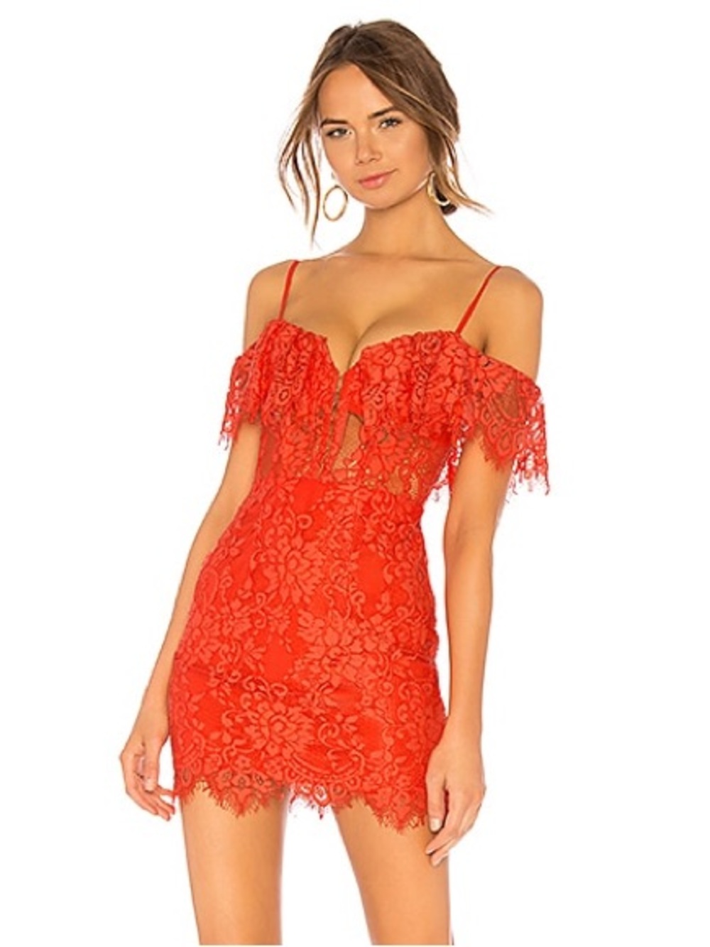 NBD x Naven Allie Red Lace Mini Dress Size Small